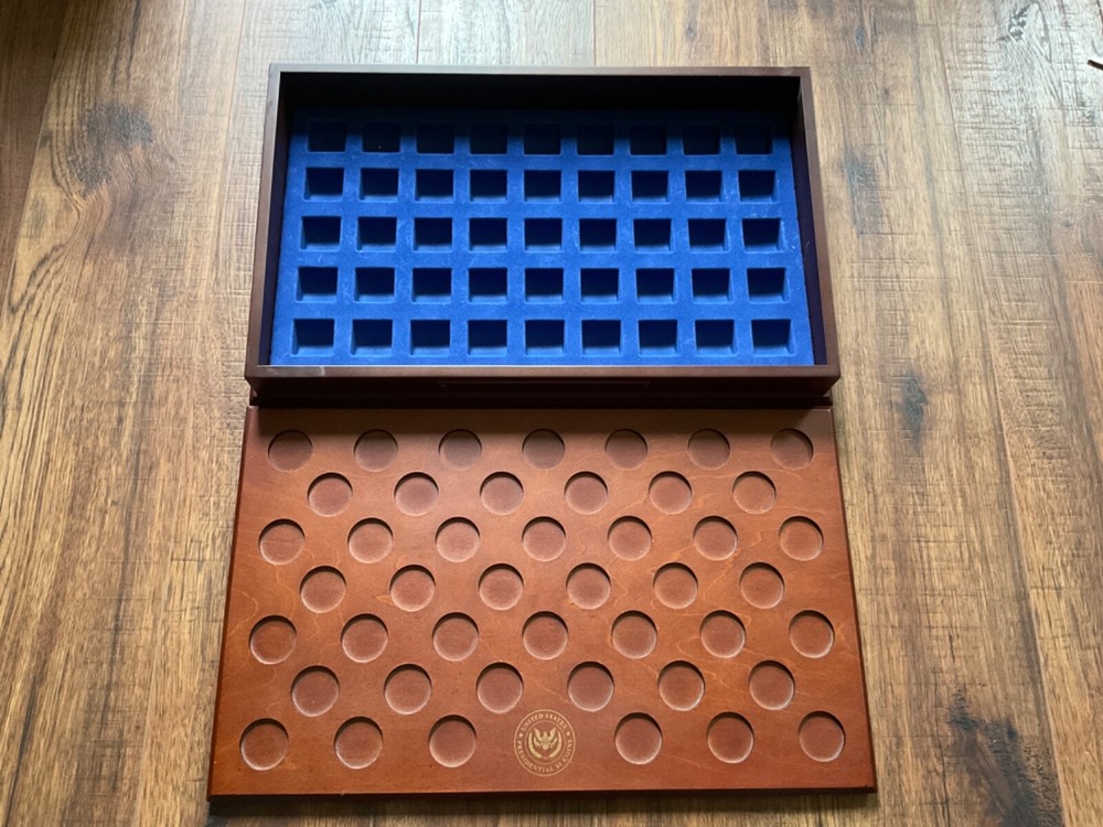 DANBURY MINT US PRESIDENTIAL DOLLAR WOOD DISPLAY CASE