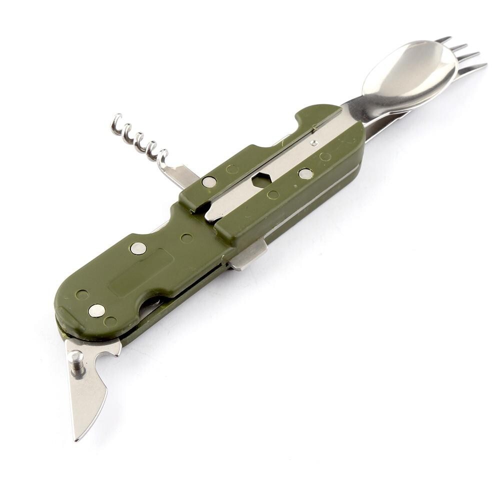 Multipurpose Outdoor Tools Spoon And Fork Set Can Opener With Bag