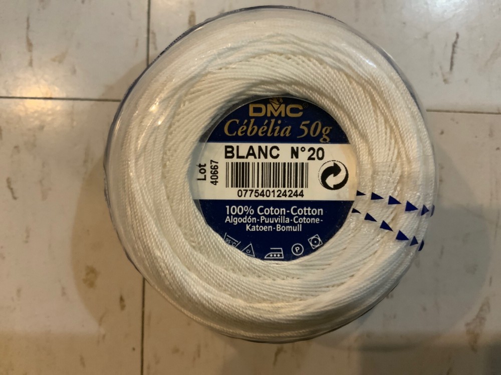 DMC WHITE 100% COTTON CROCHET THREAD SZ 20