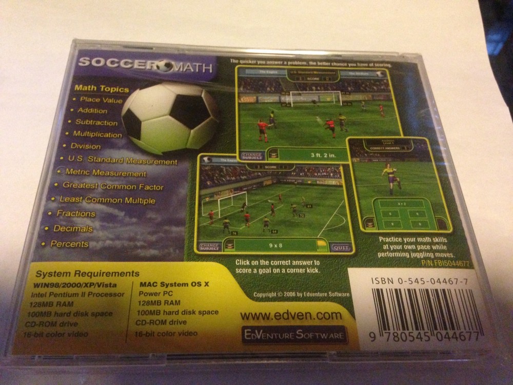 New Sealed Soccer Math Age 7-14 School Cd-rom