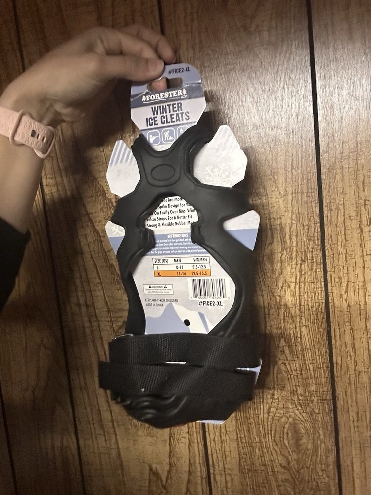 Forester Adjustable Reusable Winter Ice Cleats Black XL