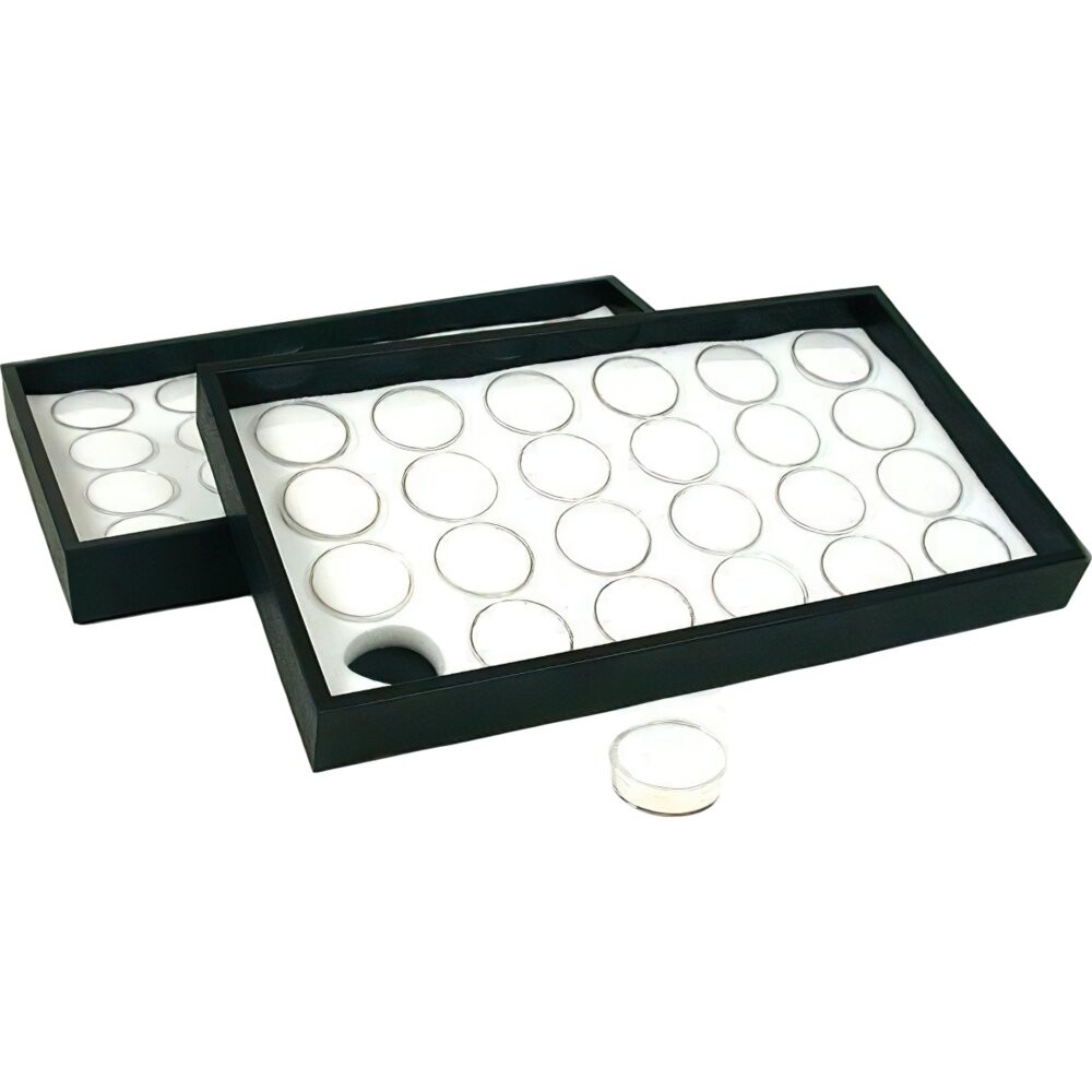 2 White 24 Gem Jars Display Insert & Stackable Trays
