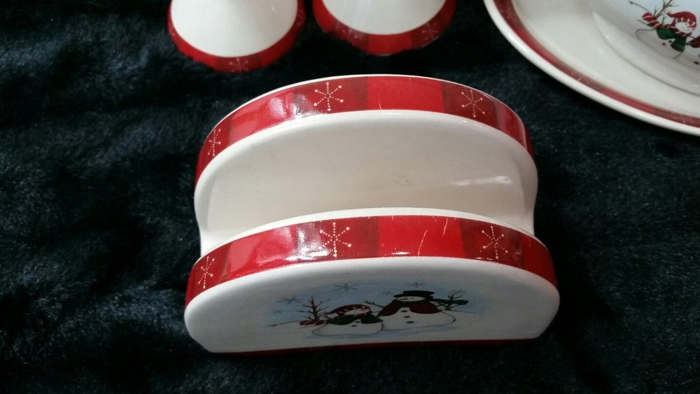Royal Seasons SNOWMEN 5 Piece Stoneware Accessory Set