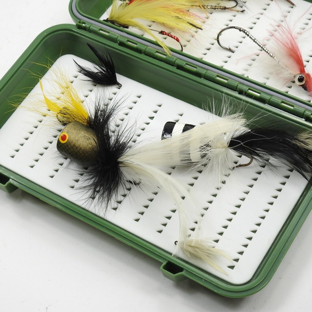 Orvis Fly Box. Green. W/ Flies.