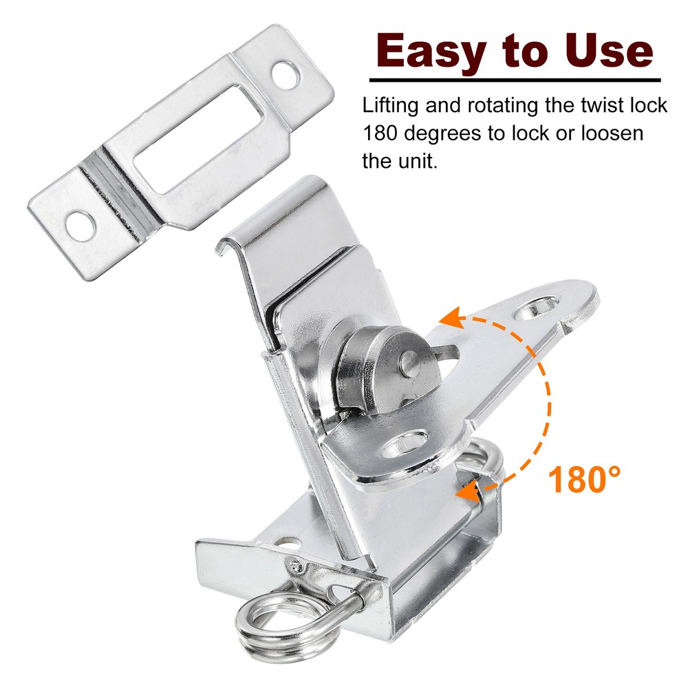 2Pcs Butterfly Twist Latch, 2.8" Alloy Spring Twist Latch, Silver