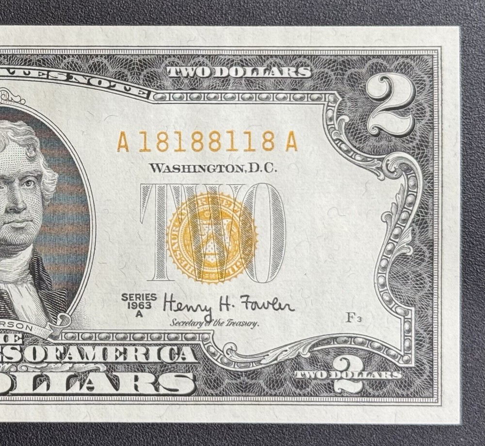 🔥EXTREMELY RARE BINARY🔥 ((18188118)) 1963 $2 Bill (UNCIRCULATED).