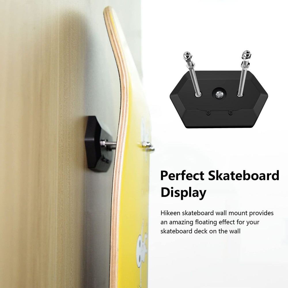 Hikeen Skateboard Wall Mount Hanger - Deck Display & Storage, Floating Effect