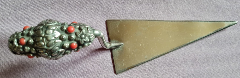 Silver plated trowel bookmark with handle