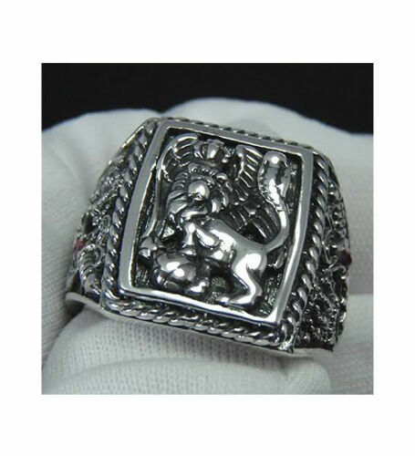 GRAND LION & COBRAS MEN RING SOLID.925 STERLING SILVER