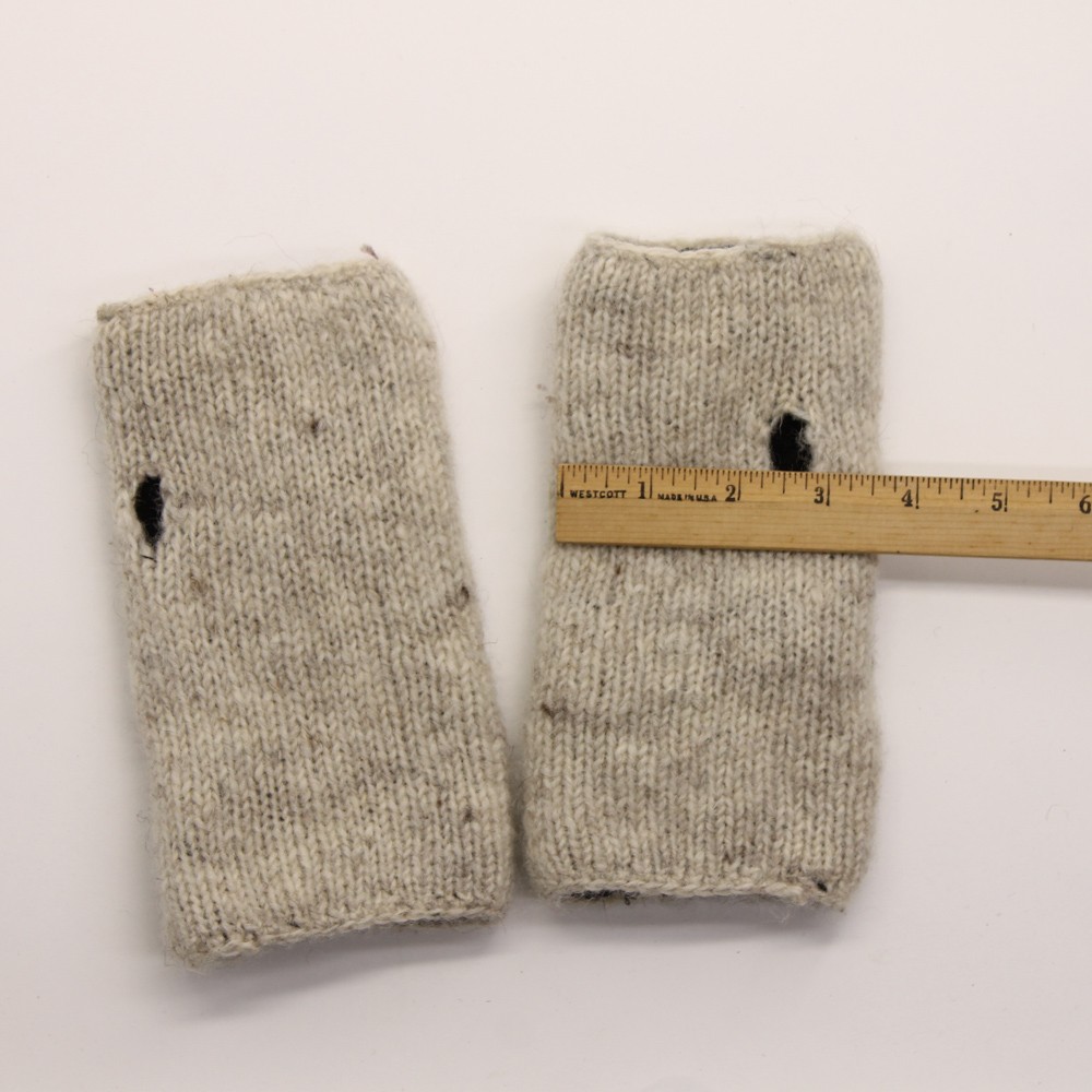 Mexicali Blues Fingerless Mitten Brown Flower Pattern Wool Knit Nepal