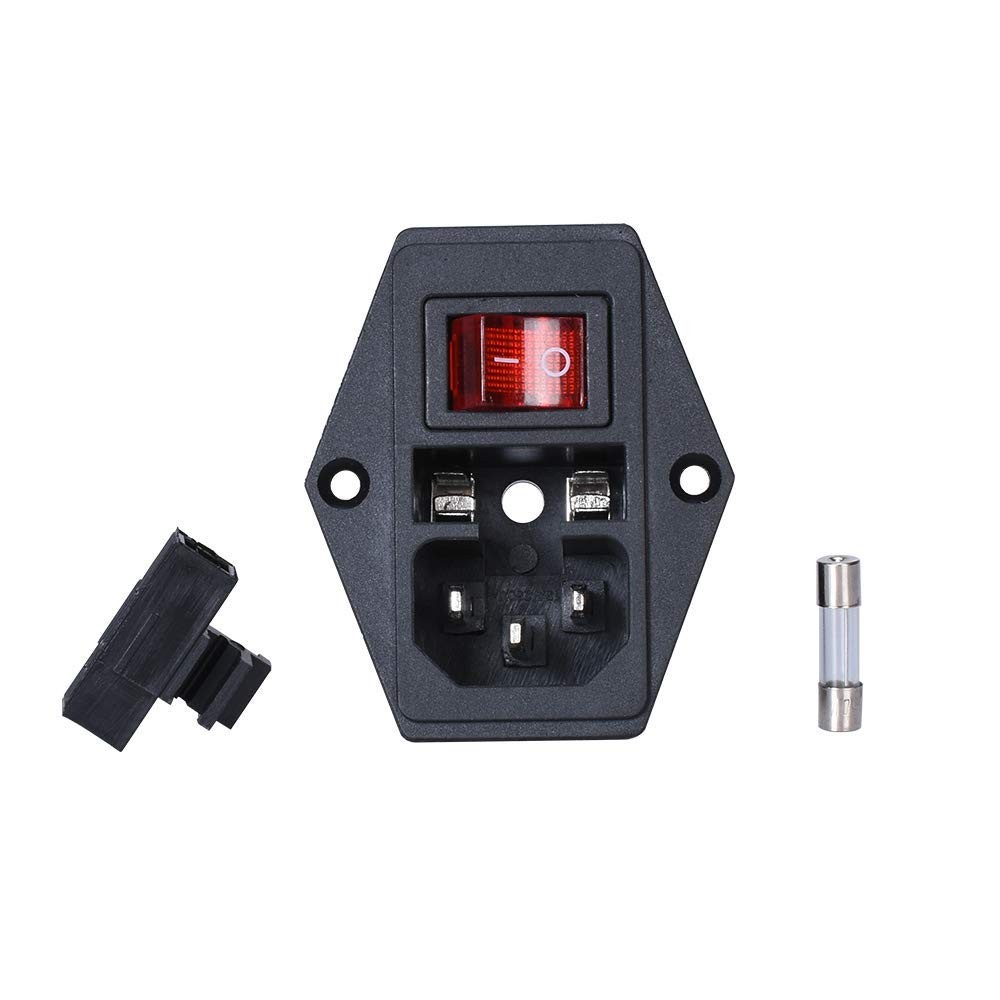 15A 250V Rocker Switch On/Off Power Socket Inlet Module Plug 10A Fuse Switch
