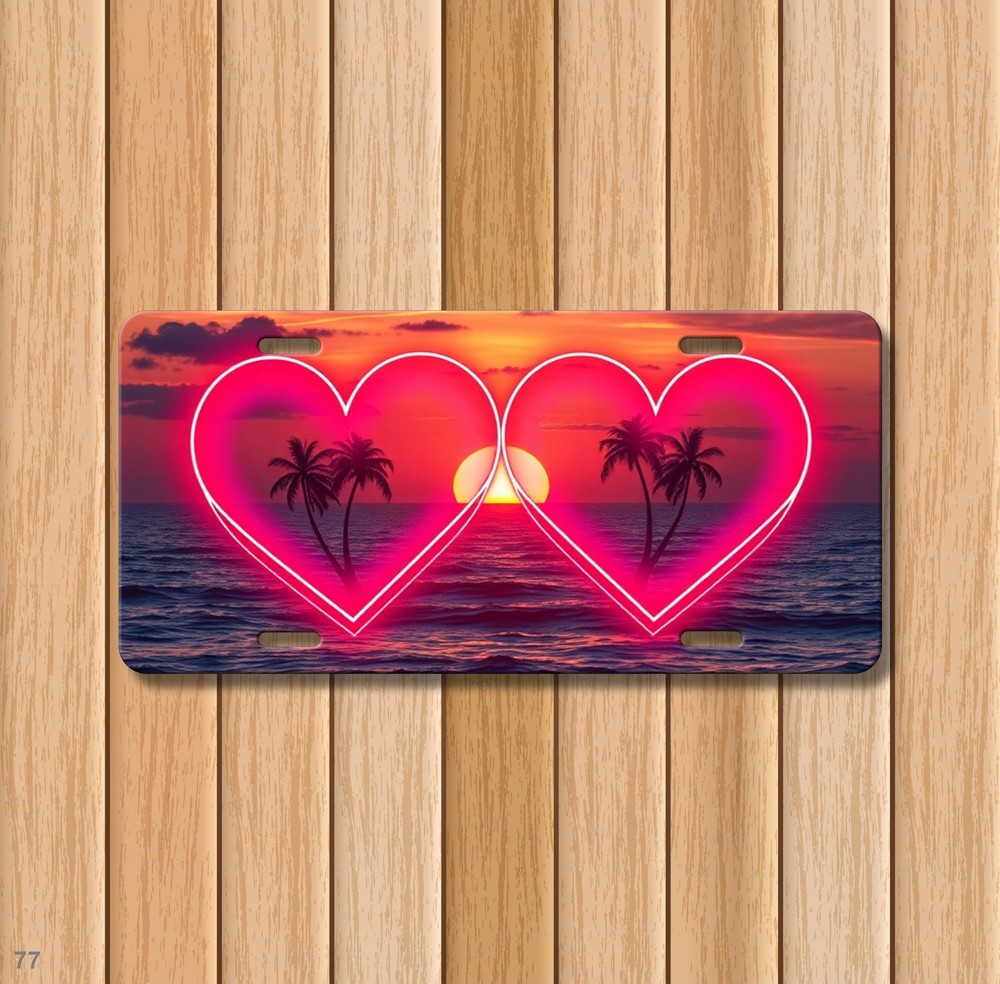 Custom Love Hearts Design Custom Text License Plate Personalized Car Tag