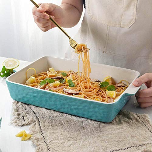 Baking Dishes, Rectangular Bakeware Set Ceramic Baking Pan Lasagna Aquamarine