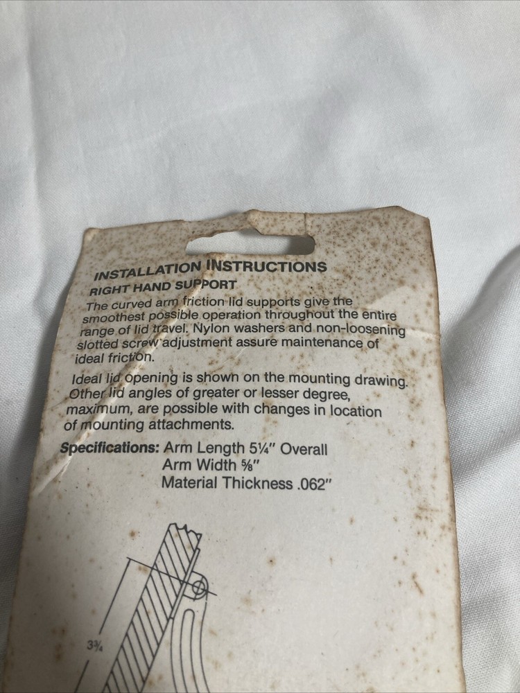 Brainerd friction lid support RIGHT Hand R1086XC