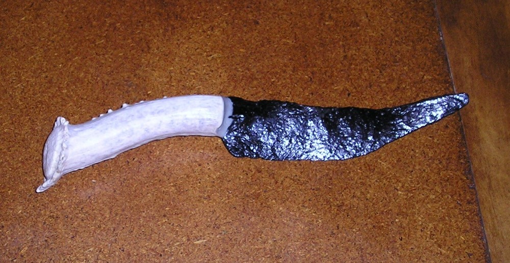Primitive Obsidian & Stag Handled Hand Made Knife
