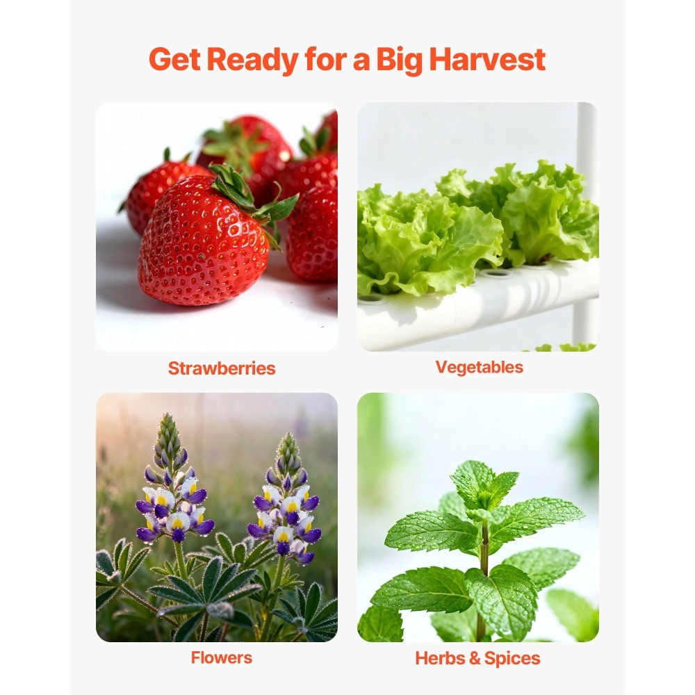 Hydroponic Growing System Kit,1-Tier36-SiteUPVC Pipe Setup with Timed Irrigation
