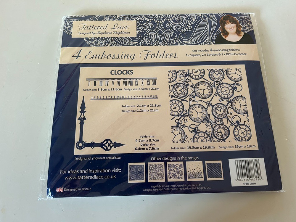 Tattered Lace - 4 Embossing Folders -Clocks- EF073