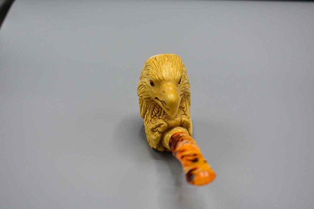 Bold Eagle Figure pipe Handmade Block Meerschaum-NEW W CASE#52