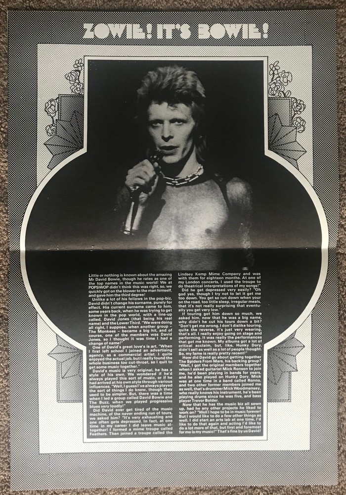 DAVID BOWIE - 1973 UK magazine annual centrefold