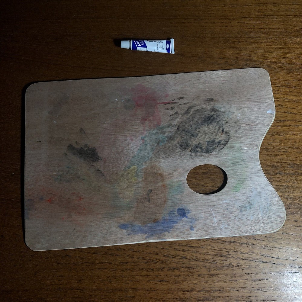 Used Wood Painting Tray (Square Shape)