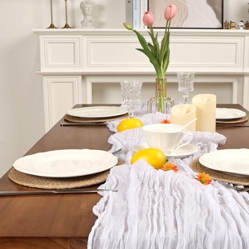 8 Pack Cheesecloth Table Runner 10ft Boho Gauze Fabric 120 8 Pcs - 10Ft White