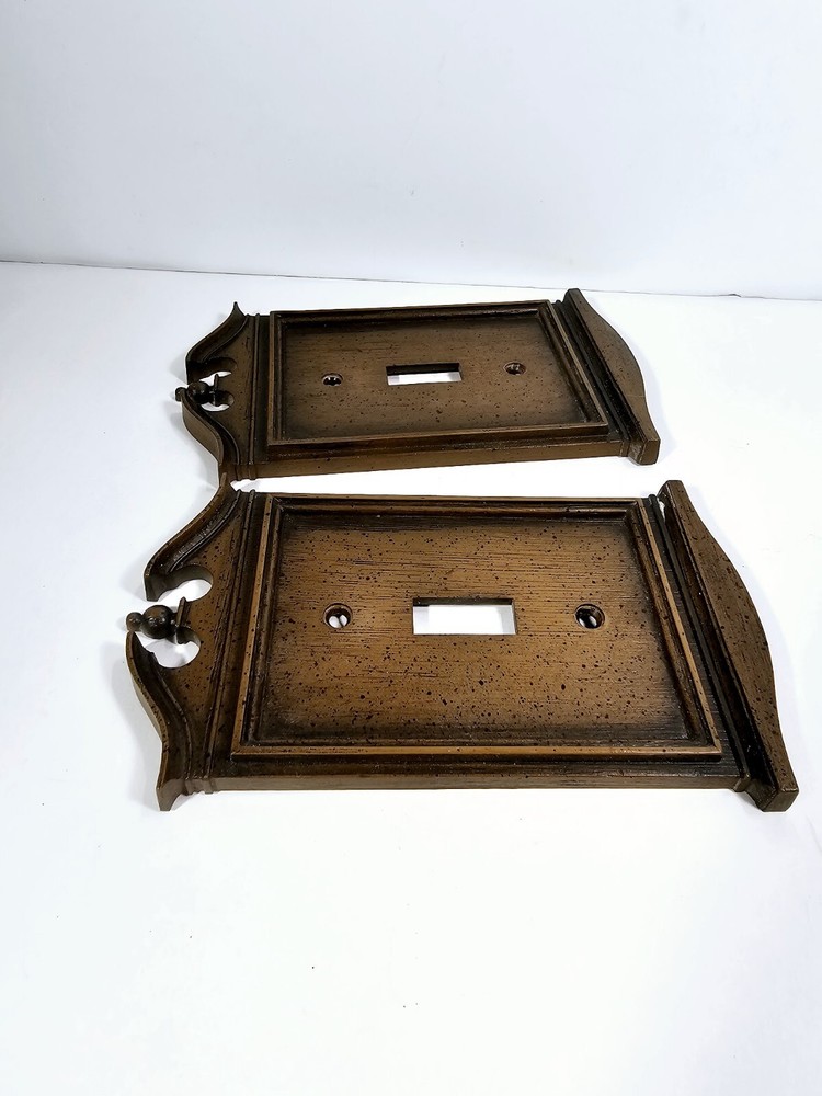 Vintage General Electric Colonial Wood Brown Plastic Single Toggle Light Switch