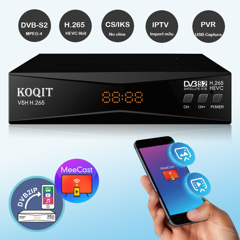 FTA Satellite Receiver Decoder Finder H265 DVB S2 Media Streaming Meecast Tv box