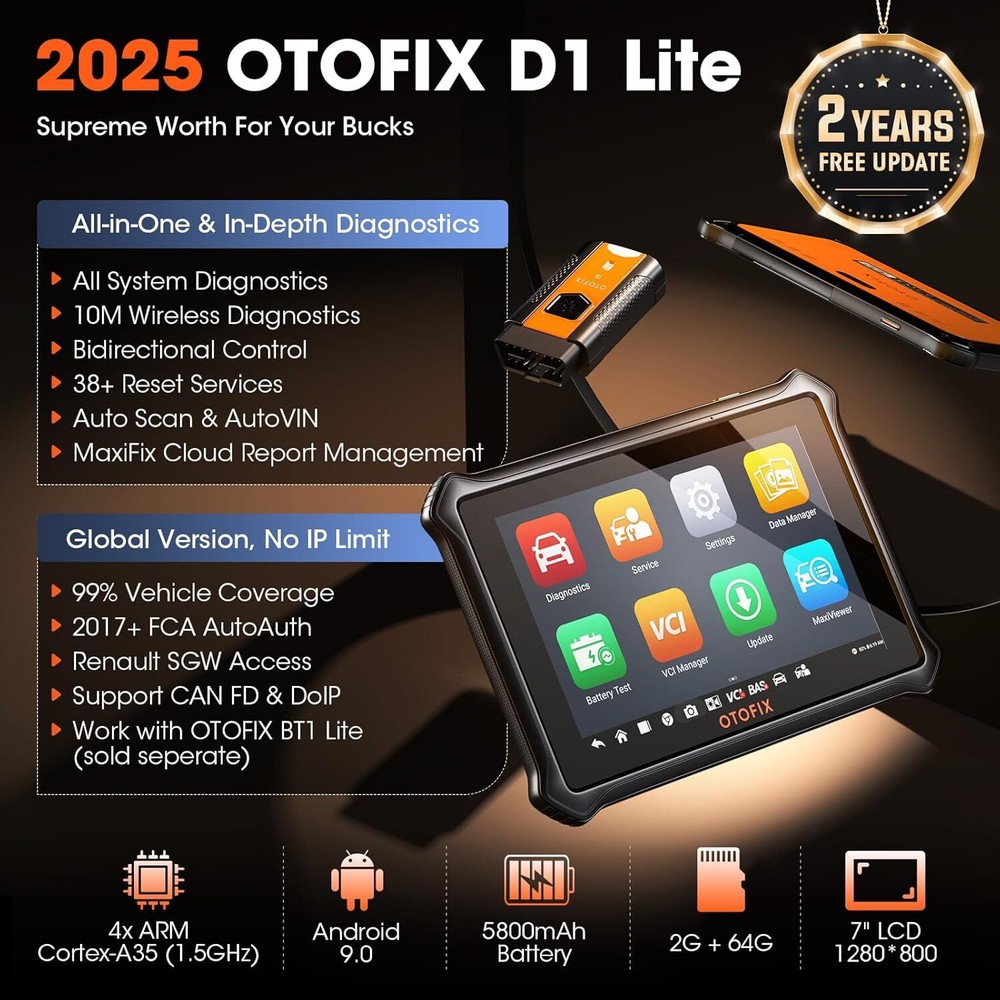 2025 OTOFIX D1 Lite Car Bidirectional Scanner Full System Diagnostic Coding Tool