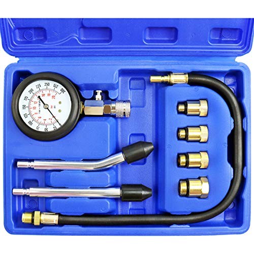 Engine Compression Tester Gauge Kit Cylinder Test Pressure Gage Tool Blue Case