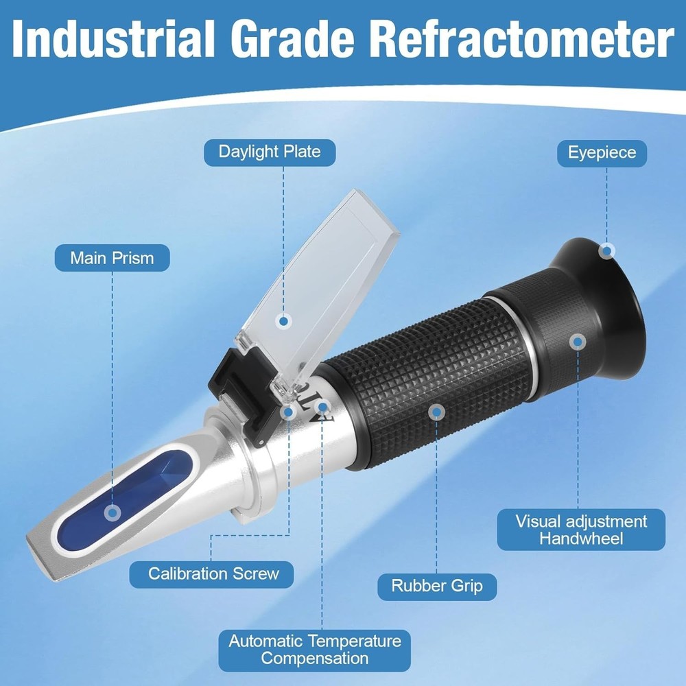 Brix Refractometer with ATC, Dual Scale - Specific Gravity & Brix, Hydrometer...
