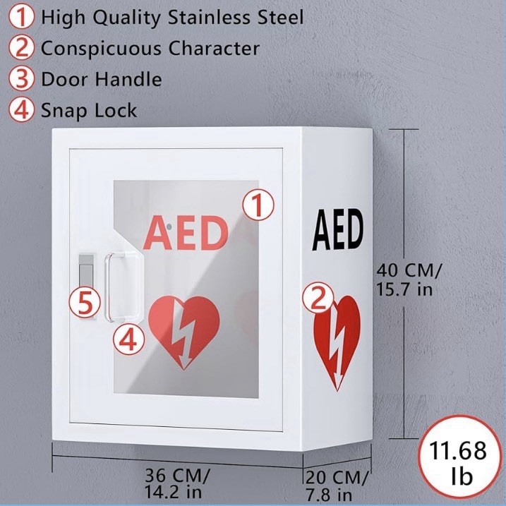 Wall Mount AED Defibrillator Cabinet (Steel)