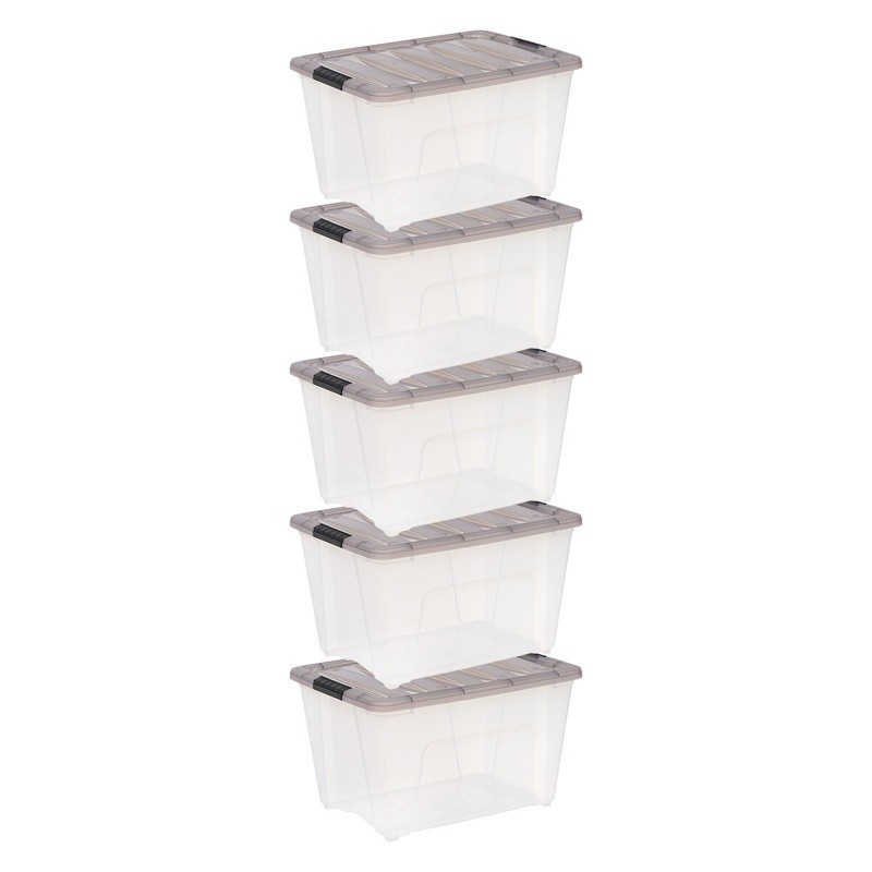 53 Qt. Plastic Storage Bins with Lids Stackable Storage Containers Totes 5 Pack