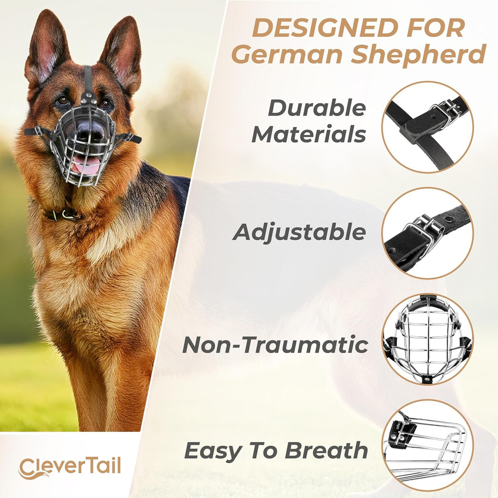 German Shepherd Muzzle for Large Sized Dog – Metal Dog Muzzle for German Shepher