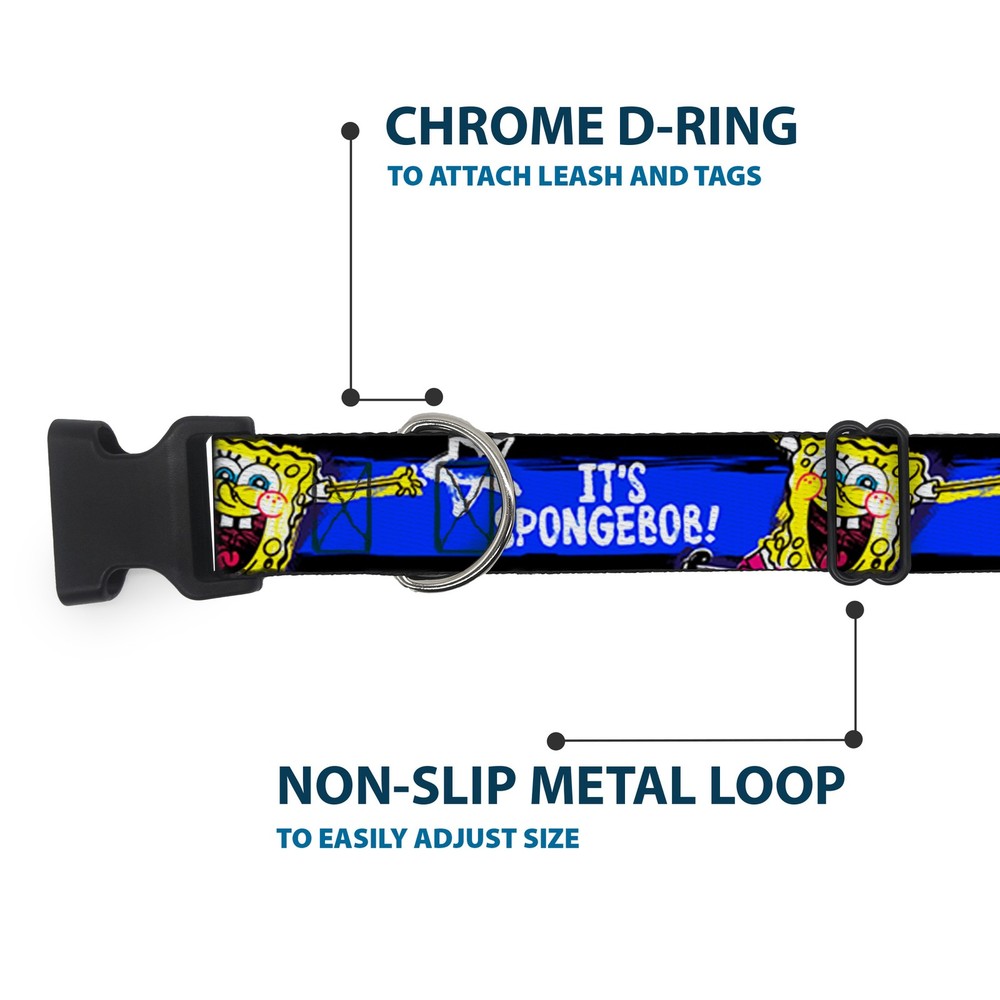Plastic Clip Collar SpongeBob Pose IT'S SPONGEBOB! Stripe Black/Blue/White NARRO