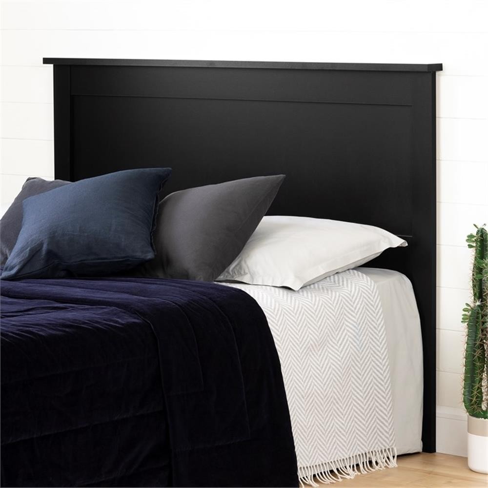 Pemberly Row Transitional Wood Full/Queen Panel Headboard in Black