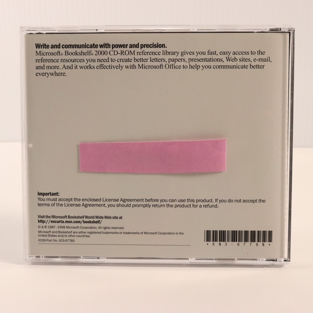 Microsoft Bookshelf 2000 CD-Rom PC Software 1998 Windows Office