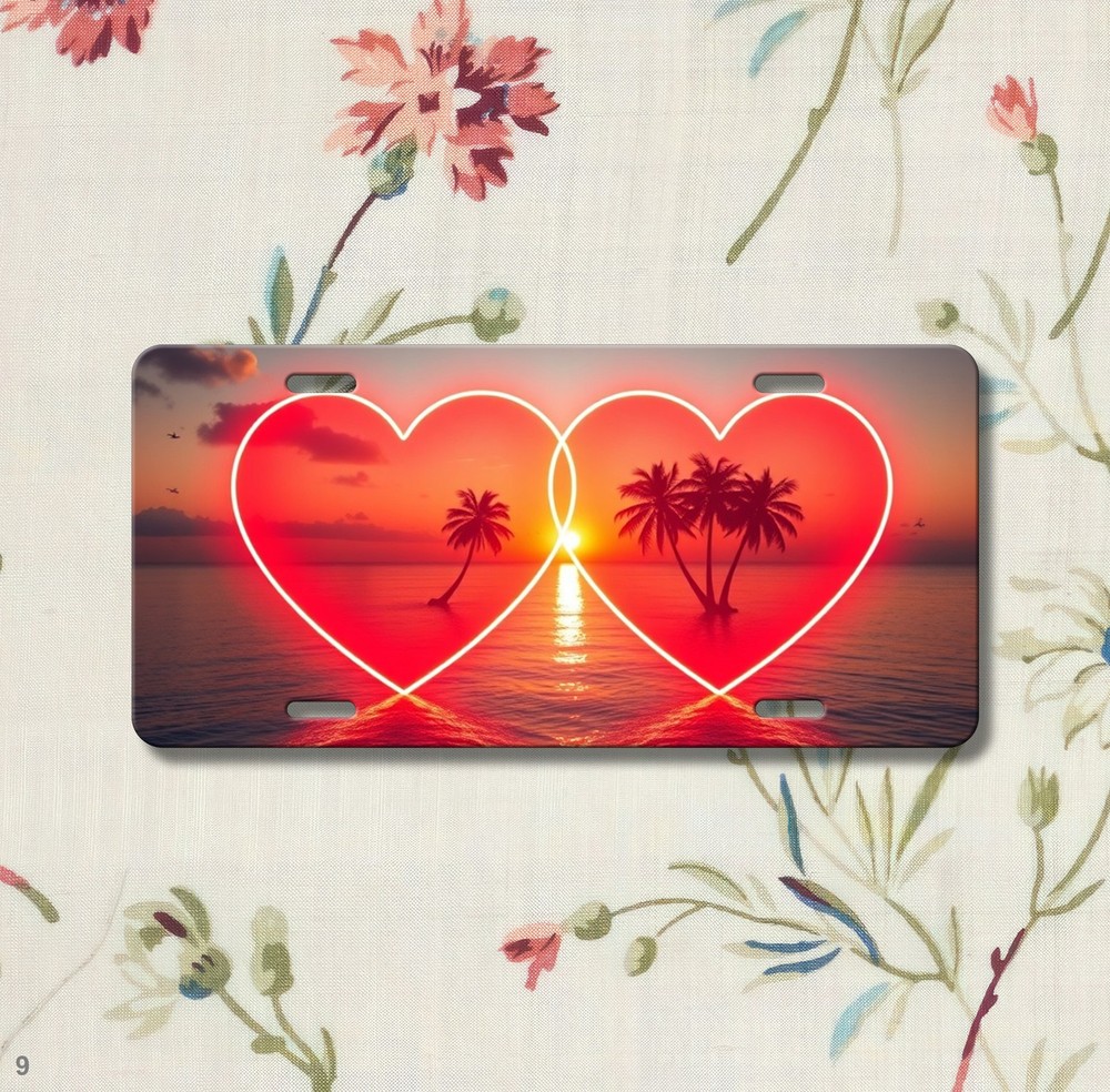 Custom Twin Hearts Graphic Personalized Name License Plate Personalized Front Pl