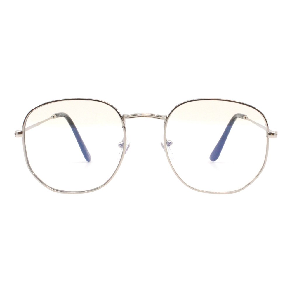 Blue Light Filtering Lens Glasses Soft Square Hipster Style Metal Frame