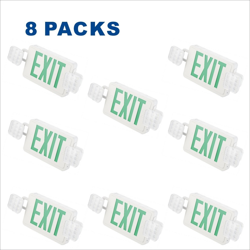 UL Listed  8 Packs Led Green Exit Sign with Battery Backup Combo Exit Light.