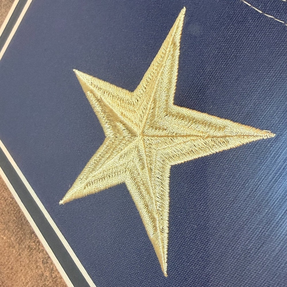 Texas Flag State Seal Shadowbox Framed Embroidered Cotton 3D-Effect
