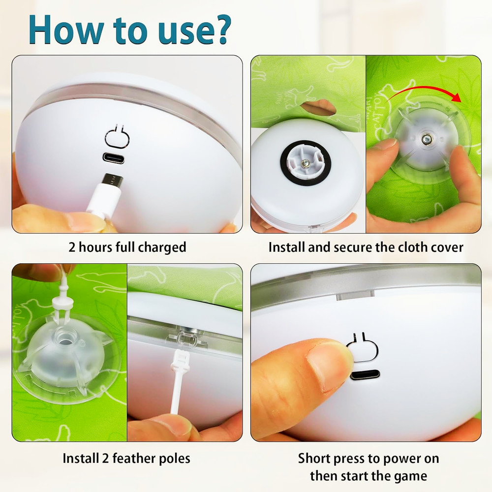 Automatic Interactive Cat Toy Rechargeable Moving Feather Mouse Squeak Fun Pet T