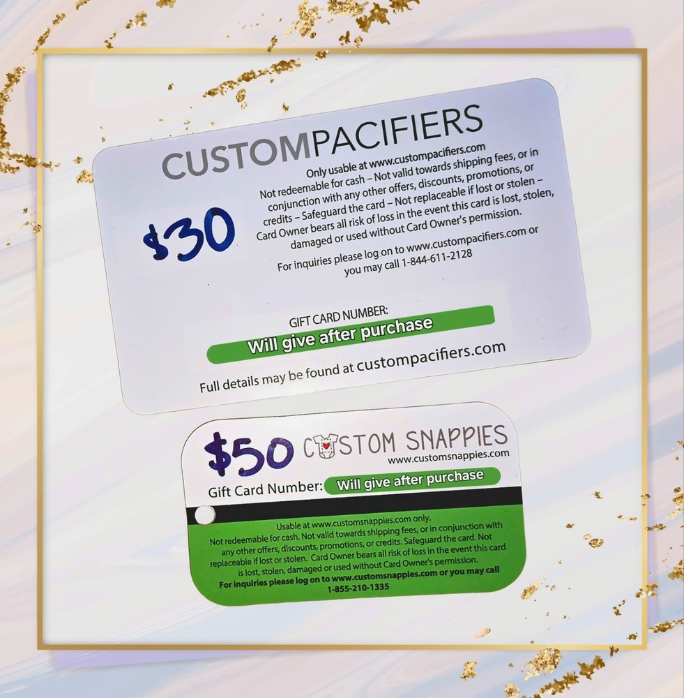 Gift Card Custom Pacifier & Snappies for Baby