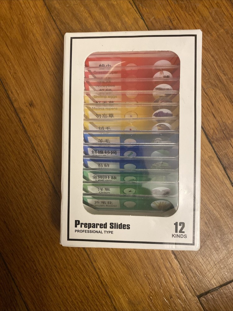 Prepared Microscope Slides (12 Kinds) Professional Type- Plant,Insect
