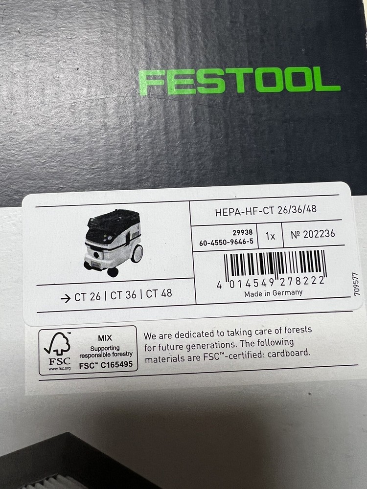FESTOOL Main Filter HEPA-HF-CT 26/36/48