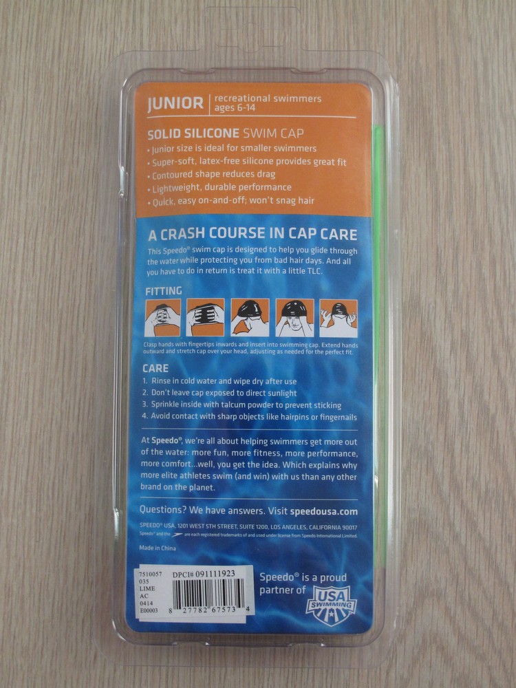 Speedo Junior Solid Silicone Swim Cap - Lime - New