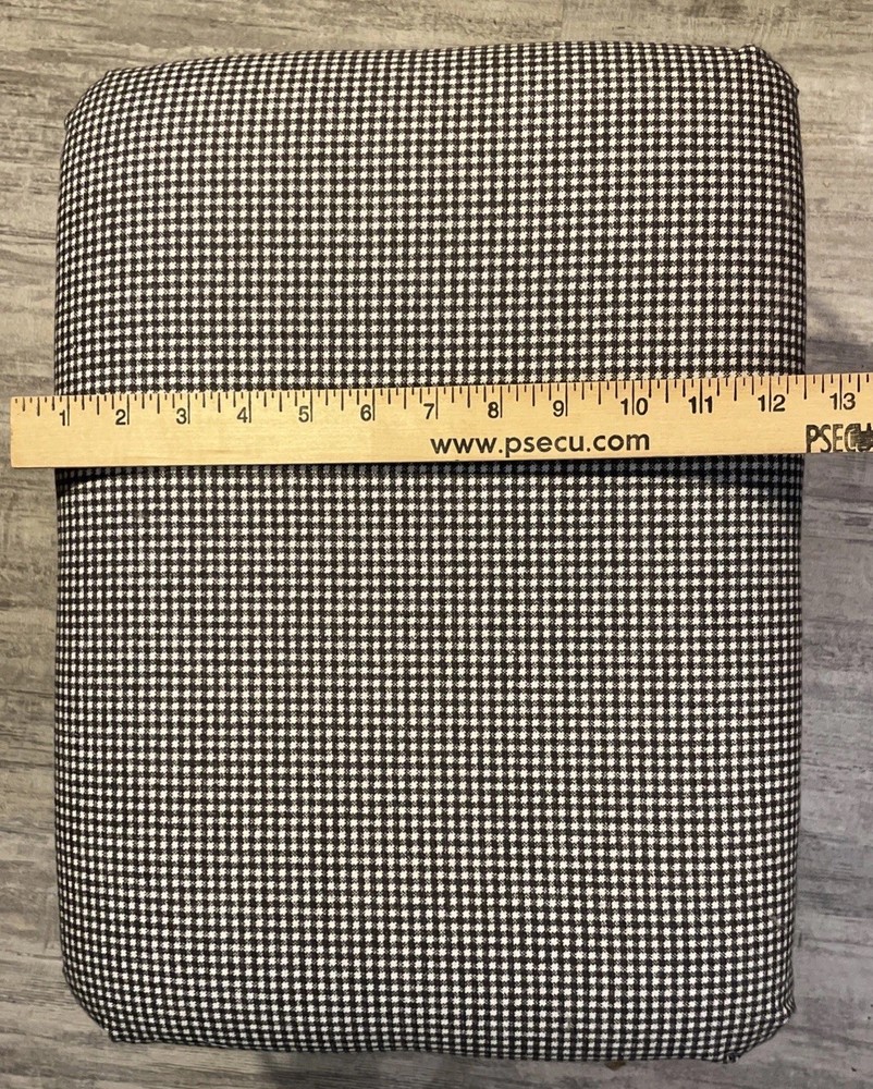 Foot Stool, Metal Base, Black And White Gingham Fabric