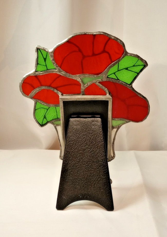 Stainred Glass Pitcure frame, Handmade, Red Flower Frame,
