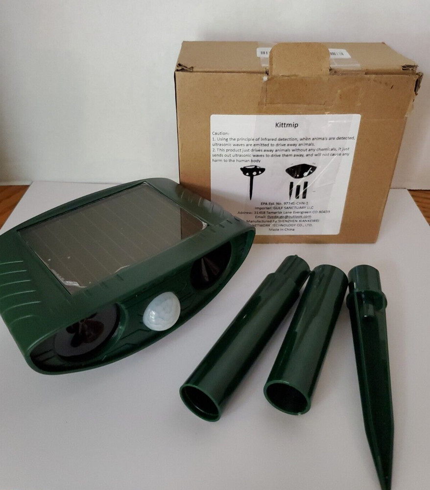 Kittmit Solar Powered Animal Deterrant~ For Birds ~ Squirrels ~ Cats ~ Dogs ++