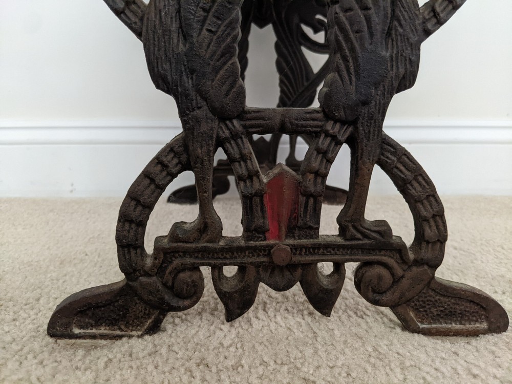 Victorian Floral Iris Needlepoint Bench Stool Ft. Bronzed Cast Iron Chimera Base