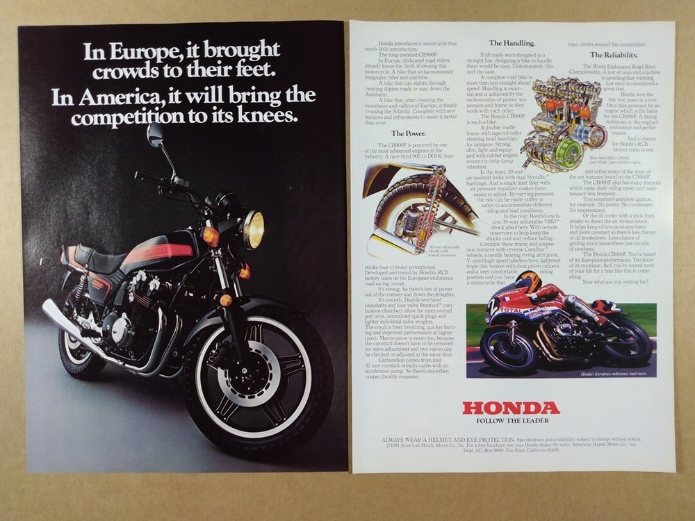 1981 Honda CB900F Motorcycle vintage print Ad
